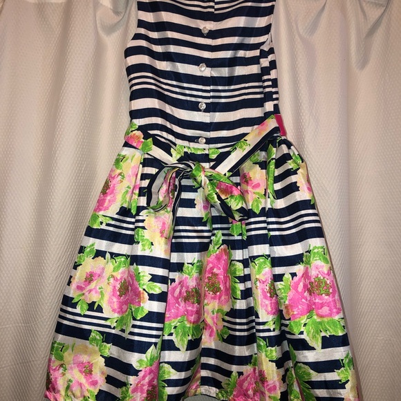 Jona Michelle Boutique Lilly Style Botanical Dress Stripes And Flowers - Picture 9 of 9